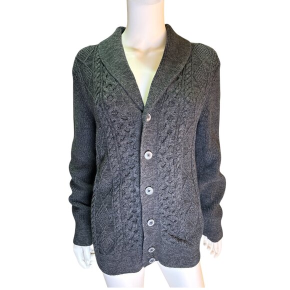 Gap Womens Gray Cable Knit Cardigan Sweater Size Small Winter 100% Cotton EUC - Picture 3 of 6